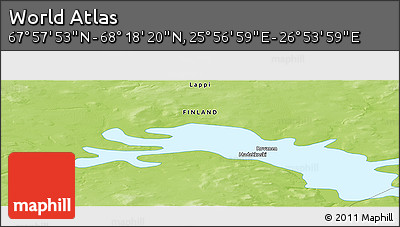 Physical Panoramic Map of the Area around 68° 8' 7" N, 26° 25' 29" E