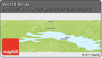 Physical Panoramic Map of the Area around 68° 8' 7" N, 26° 25' 29" E
