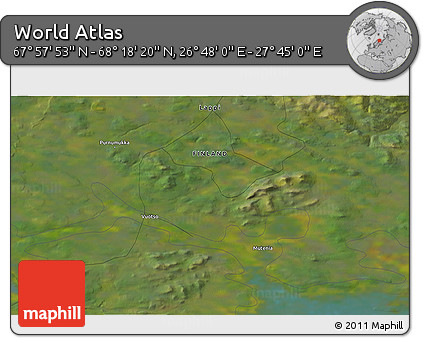 Satellite 3D Map of the Area around 68° 8' 7" N, 27° 16' 29" E