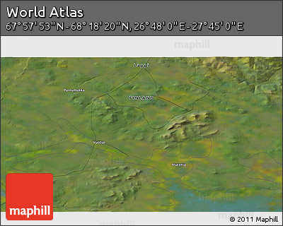 Satellite 3D Map of the Area around 68° 8' 7" N, 27° 16' 29" E