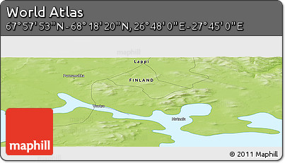 Physical Panoramic Map of the Area around 68° 8' 7" N, 27° 16' 29" E