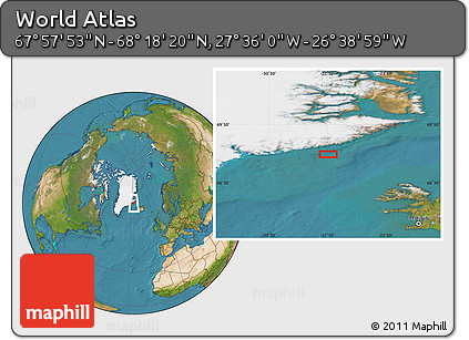 Satellite Location Map of the Area around 68° 8' 7" N, 27° 7' 30" W