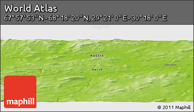 Physical Panoramic Map of the Area around 68° 8' 7" N, 29° 49' 30" E