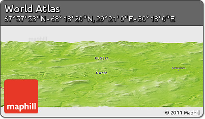 Physical Panoramic Map of the Area around 68° 8' 7" N, 29° 49' 30" E