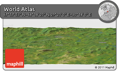 Satellite Panoramic Map of the Area around 68° 8' 7" N, 29° 49' 30" E