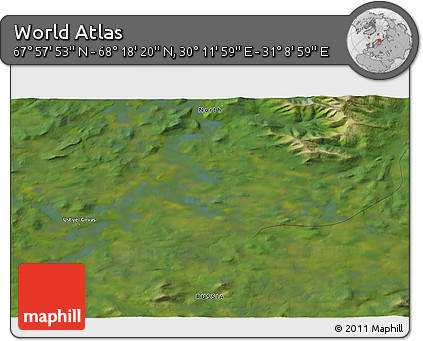 Satellite 3D Map of the Area around 68° 8' 7" N, 30° 40' 29" E