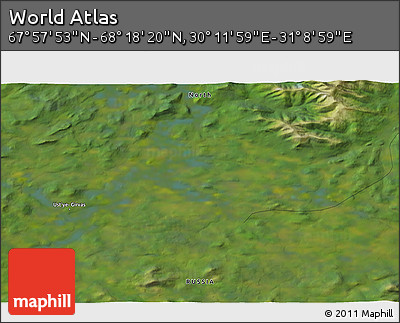 Satellite 3D Map of the Area around 68° 8' 7" N, 30° 40' 29" E