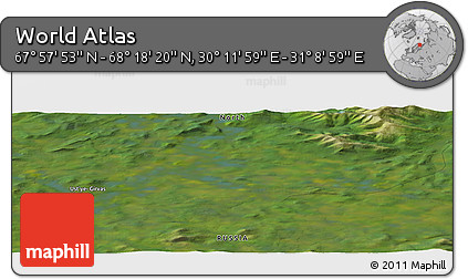 Satellite Panoramic Map of the Area around 68° 8' 7" N, 30° 40' 29" E
