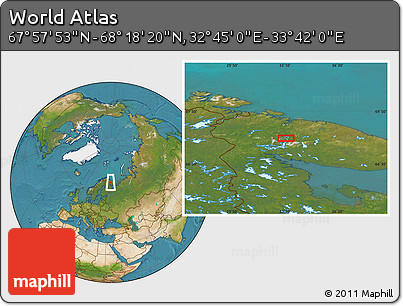 Satellite Location Map of the Area around 68° 8' 7" N, 33° 13' 30" E