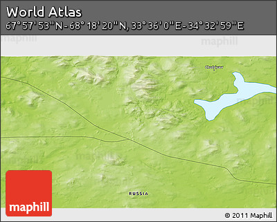 Physical 3D Map of the Area around 68° 8' 7" N, 34° 4' 30" E
