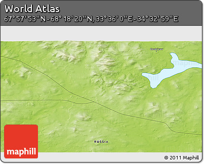 Physical 3D Map of the Area around 68° 8' 7" N, 34° 4' 30" E