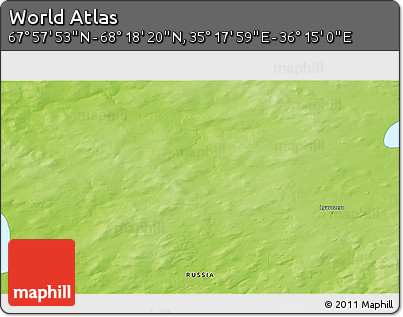 Physical 3D Map of the Area around 68° 8' 7" N, 35° 46' 29" E