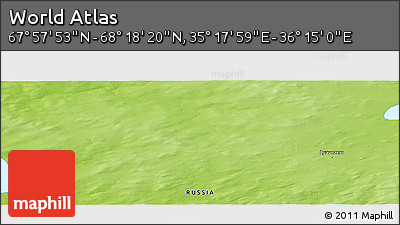Physical Panoramic Map of the Area around 68° 8' 7" N, 35° 46' 29" E