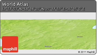 Physical Panoramic Map of the Area around 68° 8' 7" N, 35° 46' 29" E