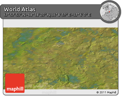 Satellite 3D Map of the Area around 68° 8' 7" N, 36° 37' 30" E