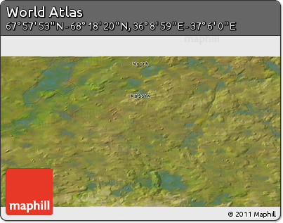 Satellite 3D Map of the Area around 68° 8' 7" N, 36° 37' 30" E