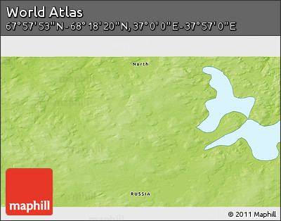 Physical 3D Map of the Area around 68° 8' 7" N, 37° 28' 30" E