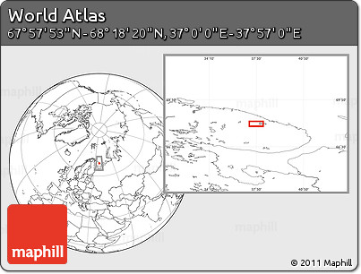 Blank Location Map of the Area around 68° 8' 7" N, 37° 28' 30" E