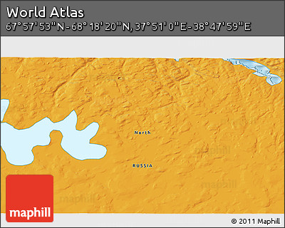 Political 3D Map of the Area around 68° 8' 7" N, 38° 19' 30" E