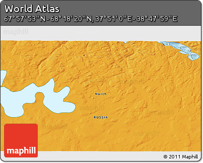 Political 3D Map of the Area around 68° 8' 7" N, 38° 19' 30" E
