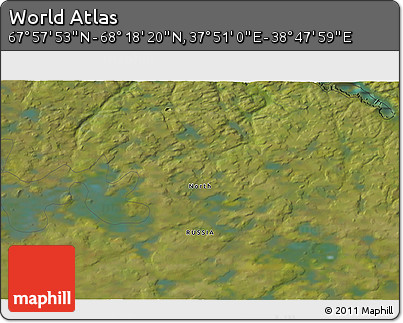 Satellite 3D Map of the Area around 68° 8' 7" N, 38° 19' 30" E
