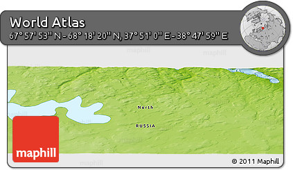 Physical Panoramic Map of the Area around 68° 8' 7" N, 38° 19' 30" E