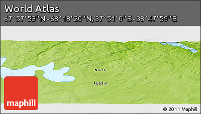 Physical Panoramic Map of the Area around 68° 8' 7" N, 38° 19' 30" E