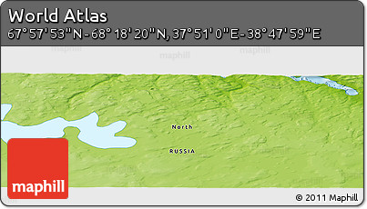 Physical Panoramic Map of the Area around 68° 8' 7" N, 38° 19' 30" E