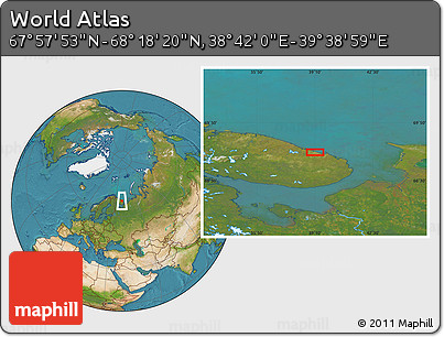 Satellite Location Map of the Area around 68° 8' 7" N, 39° 10' 29" E
