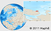 Shaded Relief Location Map of the area around 68° 8' 7" N, 40° 1' 29" E