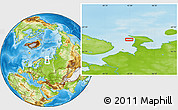 Physical Location Map of the area around 68° 8' 7" N, 43° 25' 29" E