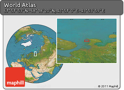 Satellite Location Map of the Area around 68° 8' 7" N, 43° 25' 29" E