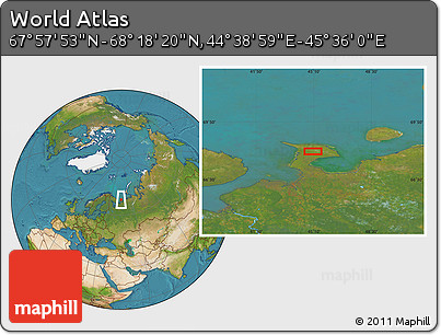 Satellite Location Map of the Area around 68° 8' 7" N, 45° 7' 30" E