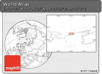 Blank Location Map of the Area around 68° 8' 7" N, 49° 22' 30" E