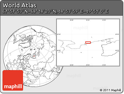 Blank Location Map of the Area around 68° 8' 7" N, 49° 22' 30" E