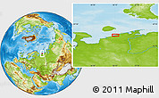 Physical Location Map of the area around 68° 8' 7" N, 50° 13' 30" E