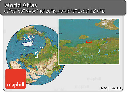 Satellite Location Map of the Area around 68° 8' 7" N, 50° 13' 30" E