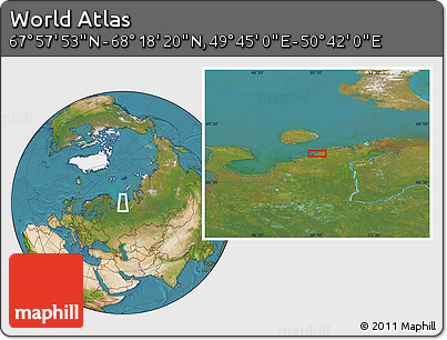 Satellite Location Map of the Area around 68° 8' 7" N, 50° 13' 30" E