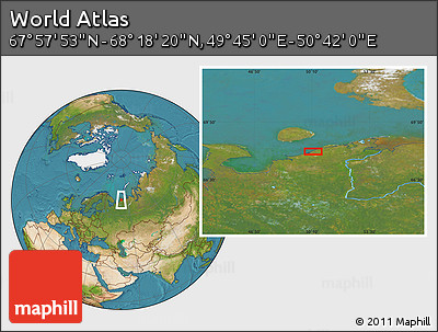 Satellite Location Map of the Area around 68° 8' 7" N, 50° 13' 30" E