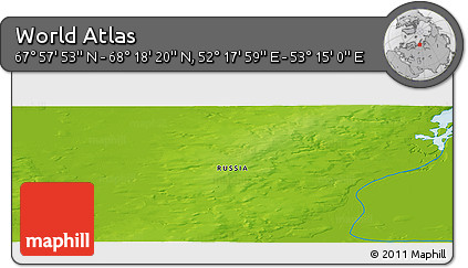 Physical Panoramic Map of the Area around 68° 8' 7" N, 52° 46' 29" E