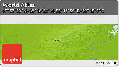 Physical Panoramic Map of the Area around 68° 8' 7" N, 52° 46' 29" E