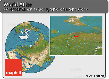 Satellite Location Map of the Area around 68° 8' 7" N, 54° 28' 30" E