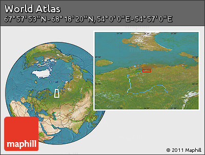 Satellite Location Map of the Area around 68° 8' 7" N, 54° 28' 30" E