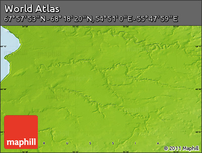 Physical Map of the Area around 68° 8' 7" N, 55° 19' 30" E