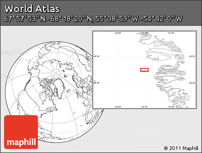 Blank Location Map of the Area around 68° 8' 7" N, 55° 10' 29" W