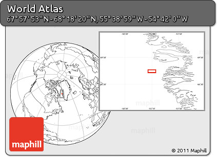 Blank Location Map of the Area around 68° 8' 7" N, 55° 10' 29" W