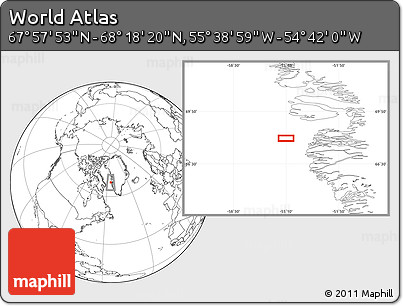 Blank Location Map of the Area around 68° 8' 7" N, 55° 10' 29" W