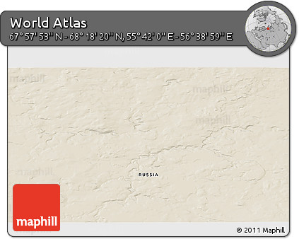 Shaded Relief 3D Map of the Area around 68° 8' 7" N, 56° 10' 29" E