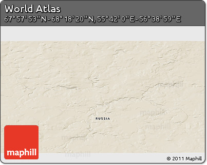 Shaded Relief 3D Map of the Area around 68° 8' 7" N, 56° 10' 29" E