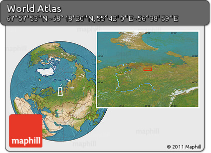 Satellite Location Map of the Area around 68° 8' 7" N, 56° 10' 29" E